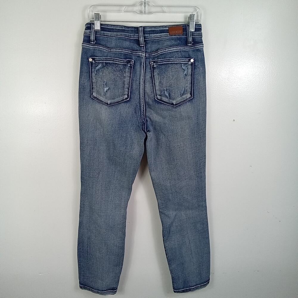 Judy Blue Boyfriend Fit Jeans Women's 7/28 Blue Distressed Destroyed High Rise - Picture 3 of 8